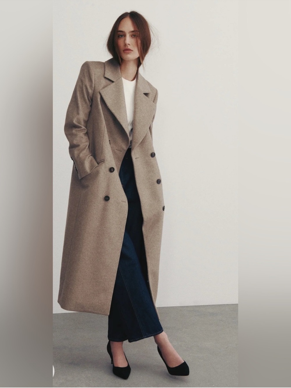 $1598 Veronica Beard Seth Dickey wool cashmere-blend coat taupe melange sz 0